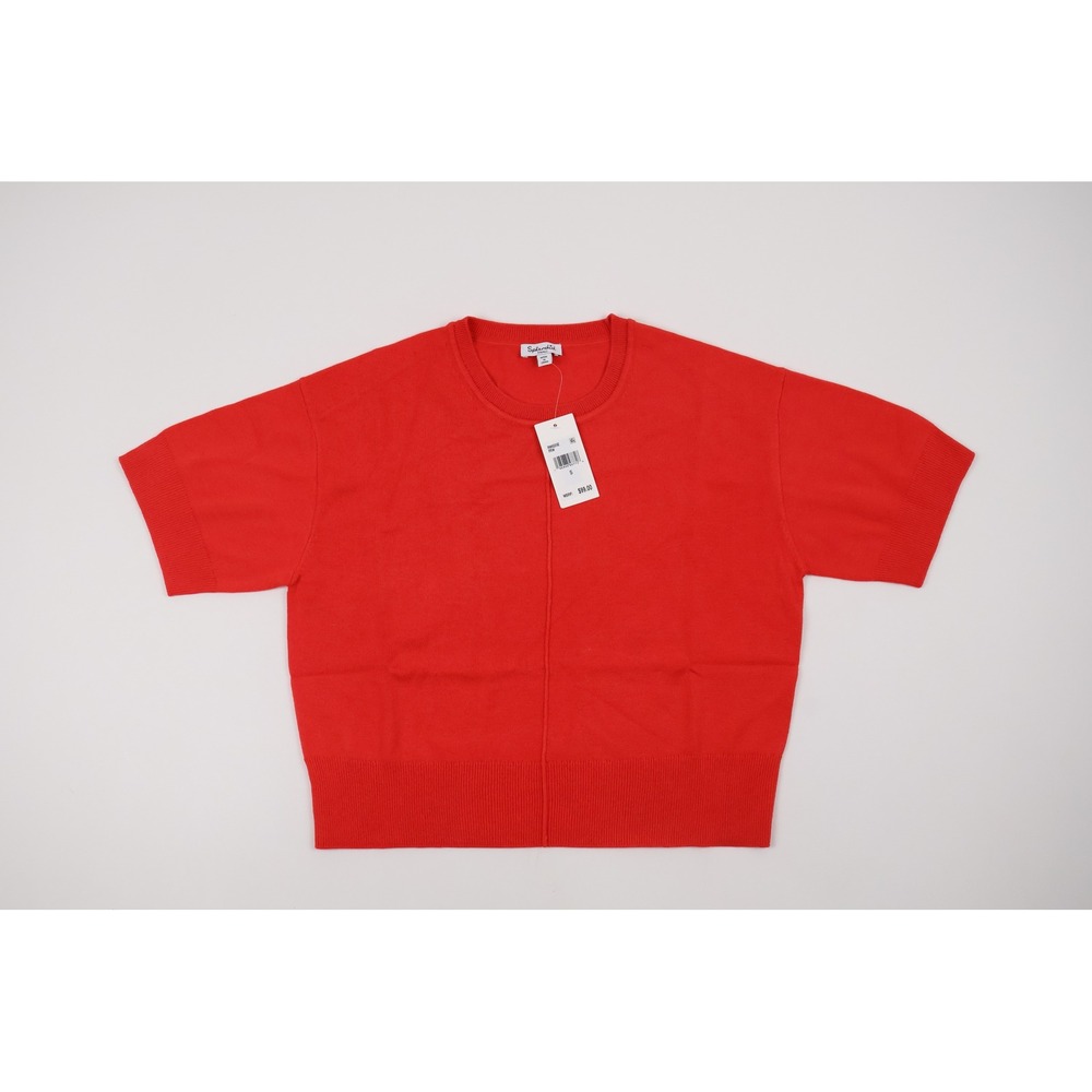 Splendid Short Sleeve Knit Top Red Solid Small NWT MSRP 99